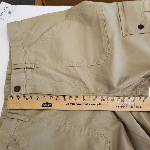 Arizona Jean Co Cargo Pants Women's 14 Pockets British Khaki Flared Cotton New - Picture 8 of 9